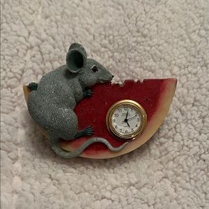 Mouse and Watermelon Clock Figurine